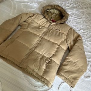 South Pole Beige Puffer Hoodie Jacket L